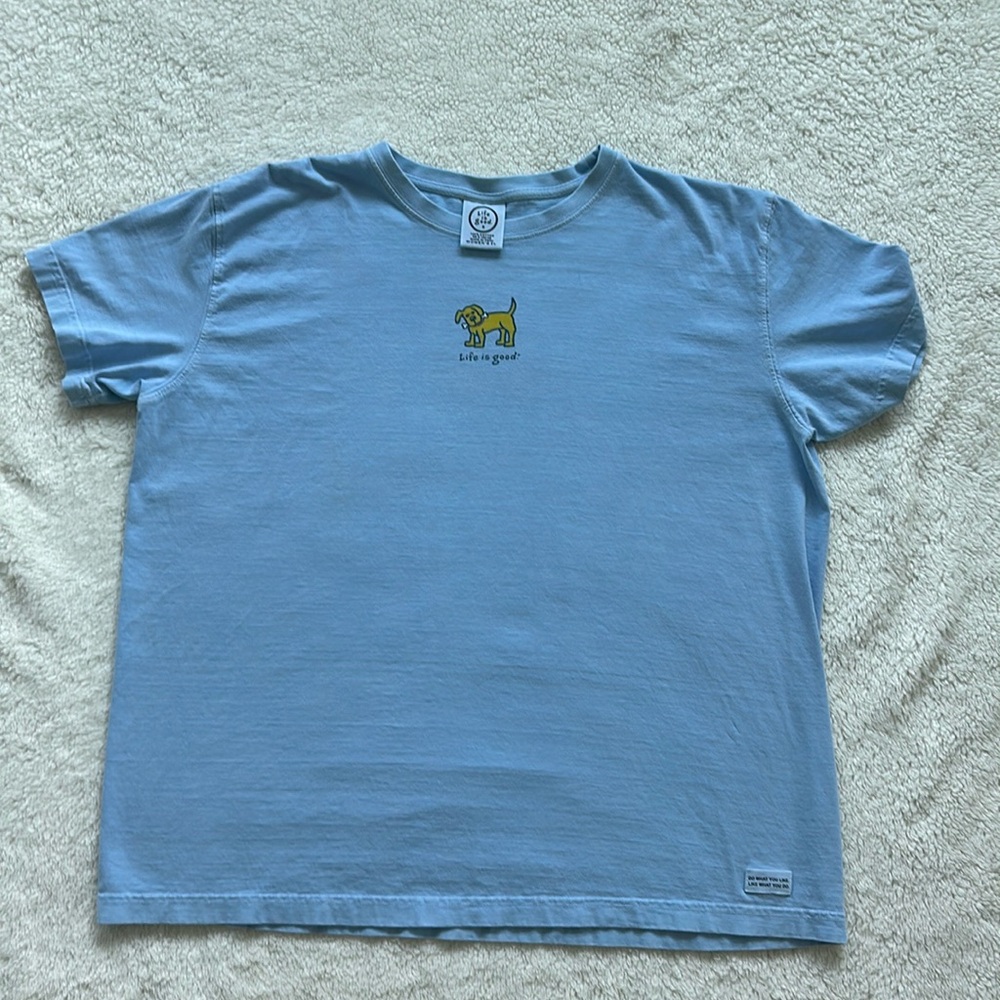 Life Is Good Tee Shirt XL Blue Tee Shirt - Dog with Bone